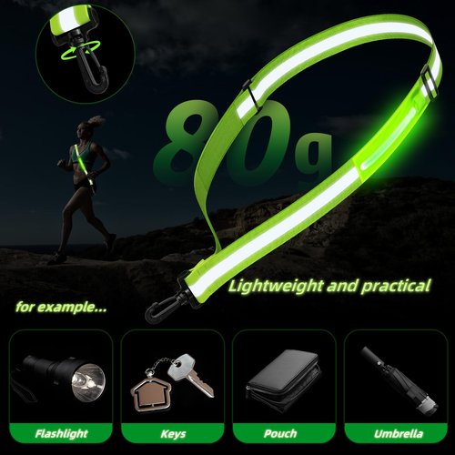 Coorattyes Reflective Belt Sash,LED Reflective Belt,Reflective Sash for Walking at Night,Adjustable Night Walking Safety Gear for Running Jogging Cycling Walking