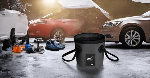 BANCHELLE Collapsible Bucket Water Container Portable Folding Camp Wash Basin for Outdoor Traveling Hiking Fishing Car Washing Gardening Camping (Blue 20L and Black 12L), Total 2 PCS