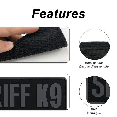 uuKen PVC Sheriff K9 Patch Gray 10x3 inches for Training Vest Uniform Bags Backpacks Plate Carrier(Black and Gray,XL 10"x3")