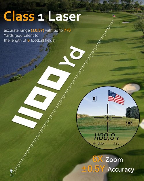 Range Finder Golf, Hunting Range Finder, Golf Rangefinder with Slope, 1101Yards, Rechargeable Laser Range Finders Magnetic, Distance/Flag/Scan/Speed