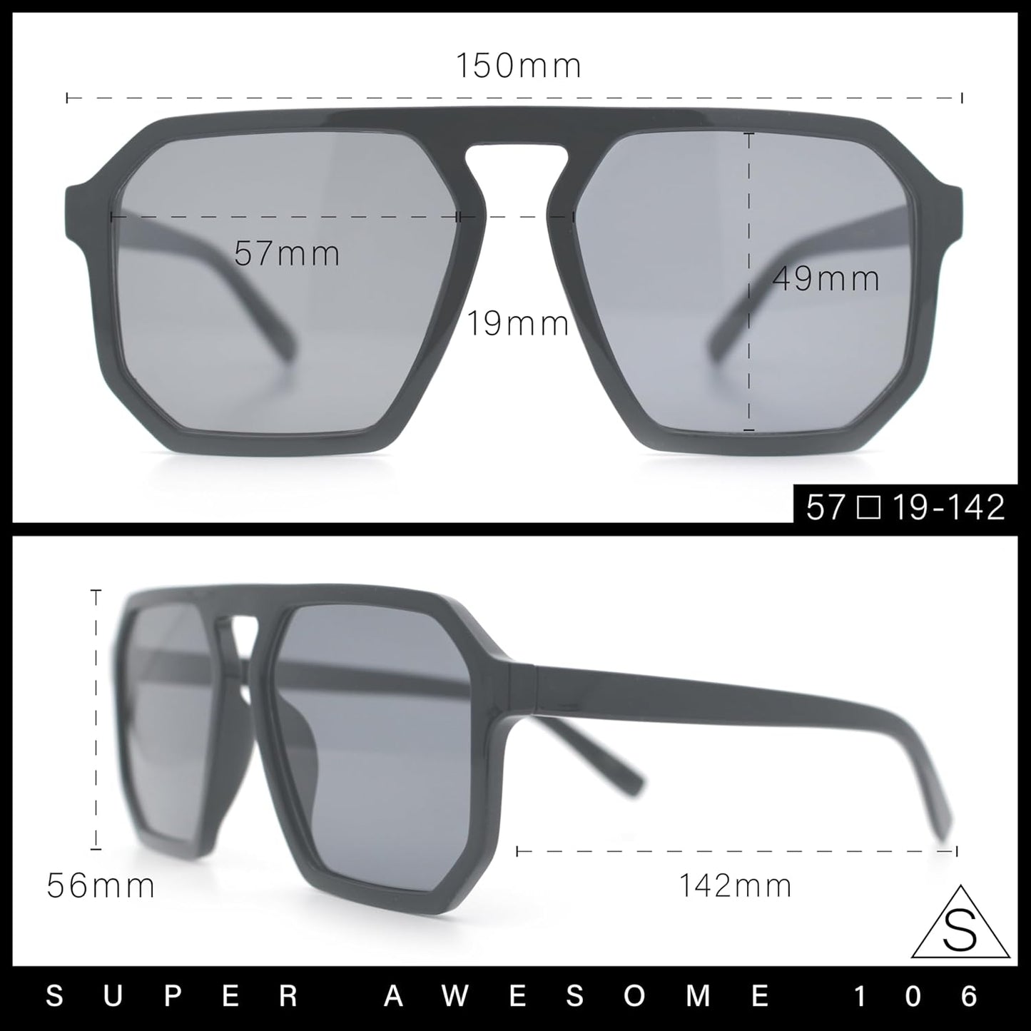 SA106 Mens Octagon Geometric Plastic Racer Mob Pilots Sunglasses
