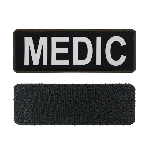 uuKen Medic Patch PVC Black and White Medic Patches 8.5×3 inches for Bag Backpack Vest Jacket Clothing Uniform (Black and White, L 8.5"×3")