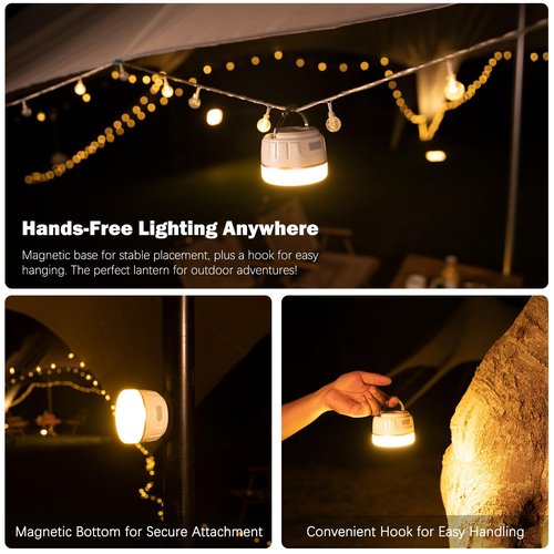 Yonktoo Rechargeable LED Camping Lantern 1000LM, 300H Runtime, 6400mAh, IPX5 Waterproof Tent Light for Camping, Hiking, Power Outages, Home, Emergency Use - Standard Edition,Orange