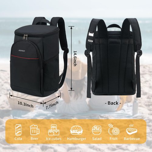 Backpack Cooler Insulated Leak Proof 26/39 Cans,Waterproof Collapsible Cooler Backpack for Men Women Lunch Box,Portable Soft Lightweight Bag Beach Essentials Camping Hiking Picnic Travel,Black