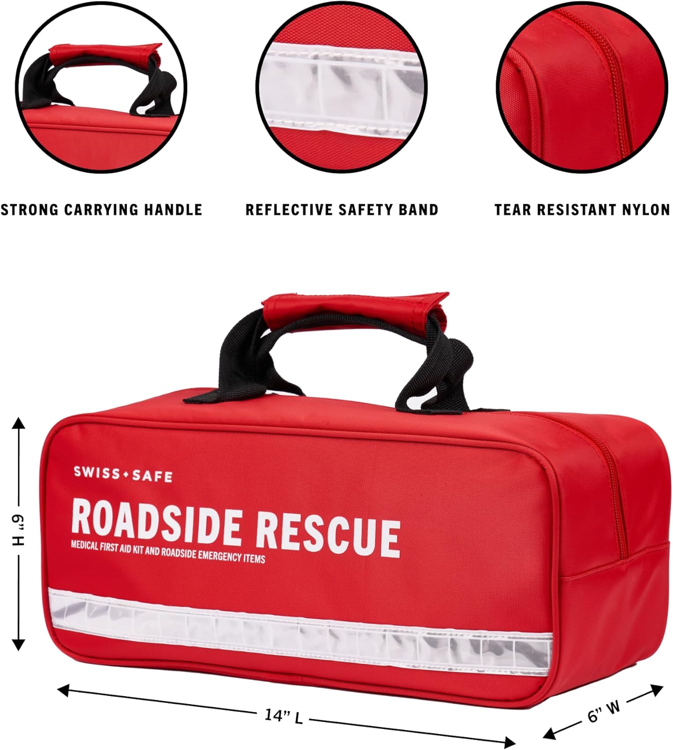 Swiss Safe 2-in-1 First Aid Kit for Car, Travel & Home, Businesses - Bonus Mini Kit for Medical Emergency Aid, Survival, Camping - 64 Piece, Travel FAK