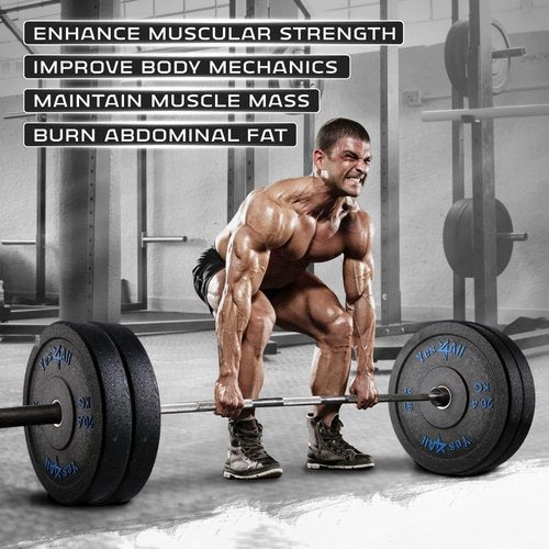 Yes4All 2 Inch Bumper Plate - Olympic Rubber Weight Plate for Weightlifting and Strength Training - Durable Rubber with Steel Hub - 190LB Plate Set
