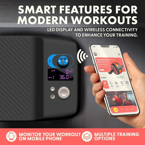 SQUATZ Apollo Board Mini: 150lb Resistance Smart Cable Machine, Functional Trainer for Full Body Workouts, Full Body Strength, Digital Home Gym Equipment with Free App Includes Accessories, Blue