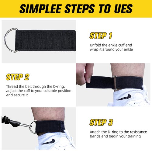 Ankle Resistance Bands with Cuffs Ankle Bands for Working Out Exercise Bands for Leg, Hip, Booty Training Ankle Straps with Exercise Bands for Butt Lift Women Men Great for Home Workouts and Fitness