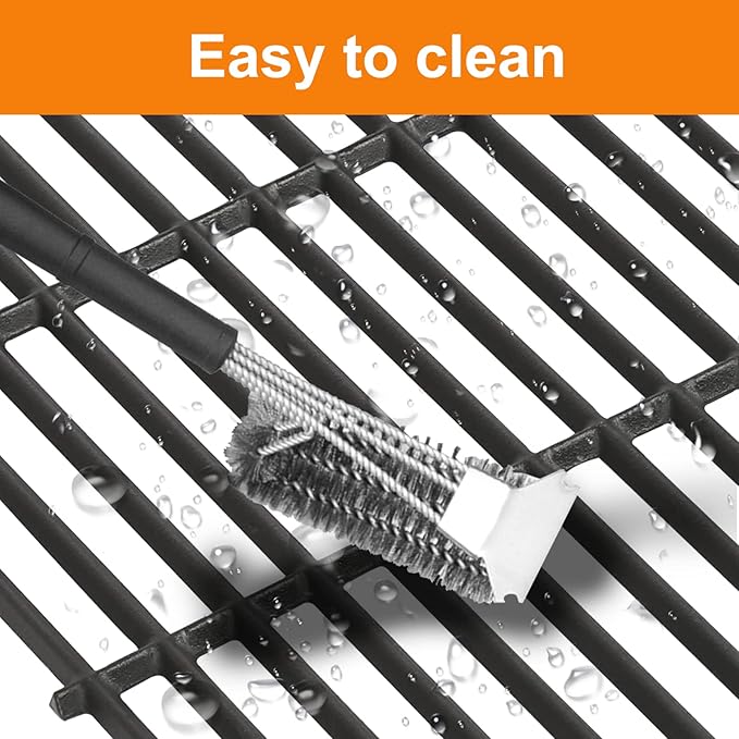 Hisencn Grill Cooking Grates for Char Griller Smokin' Champ 1733 and Chargriller 1722 Charcoal Grill, Cast Iron Smoker Replacement Grate Parts, Horizontal Smoker Grates for Chargriller (3-Pack)