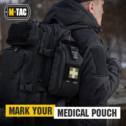 M-Tac Medical Cross PVC Patch - Morale Badge for Med Tactical Military Army Gear with Hook Fastener (Black)