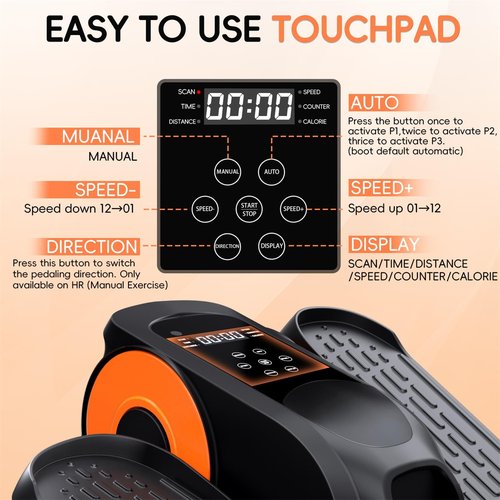 Under Desk Elliptical Machine, Morelax Ellipse Leg Exerciser for Seniors Fully Assembled, Quiet & Portable Electric Seated Pedal Exerciser with Remote Control & 12 Adjustable Speeds (Orange)