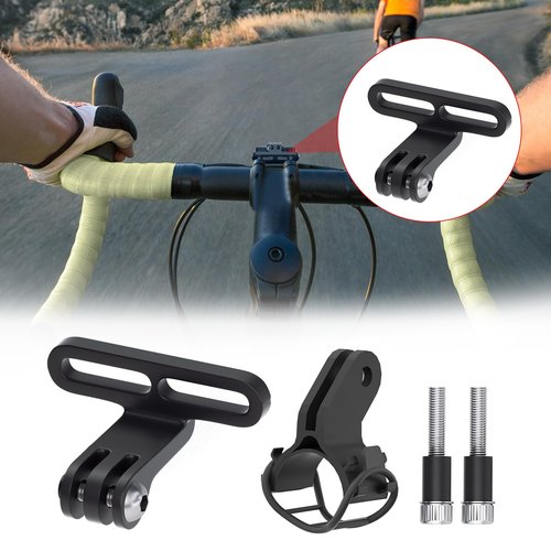 BIKOOCO Bike Handlebar Stem Mount Rack - Bike Mount Action Camera Mount，Metal Bike Stem Camera Mount with Flashlight Holder