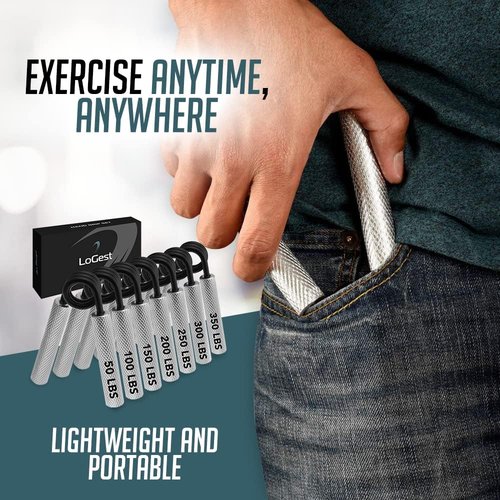 Logest Metal Hand Grip Set, 100LB-350LB 6 Pack 50LB-350LB 7 Pack No Slip Heavy-Duty Grip Strengthener with Gift Box, Great Wrist & Forearm Hand Exerciser, Home Gym, Hand Gripper Grip Strength Trainer