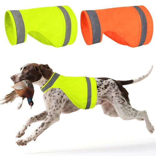 2 Pieces Dog Hunting Vest, High Visibility Reflective Vest, Soft Adjustable Hiking Vest for Outdoor Hunting and Walking Night (Fluorescent Green&Blaze Orange, L)