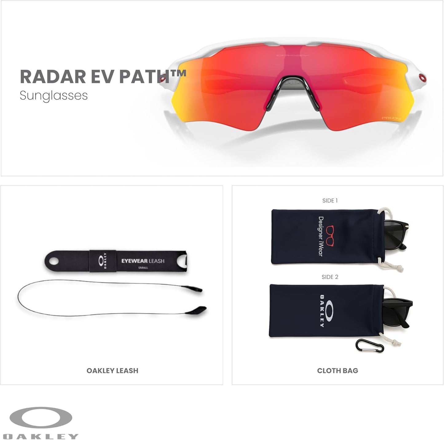 OAKLEY Radar EV Path OO9208 Sunglasses For Men+ Bundle Accessory Leash Kit, Microfiber Pouch