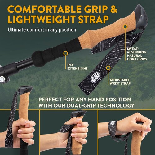 Folding Trekking Poles, Hiking Sticks Foldable Hiking Poles Collapsible Lightweight, Trekking Poles for Hiking Collapsible, Hiking Poles Collapsible Lightweight Walking Sticks for Seniors Black Small