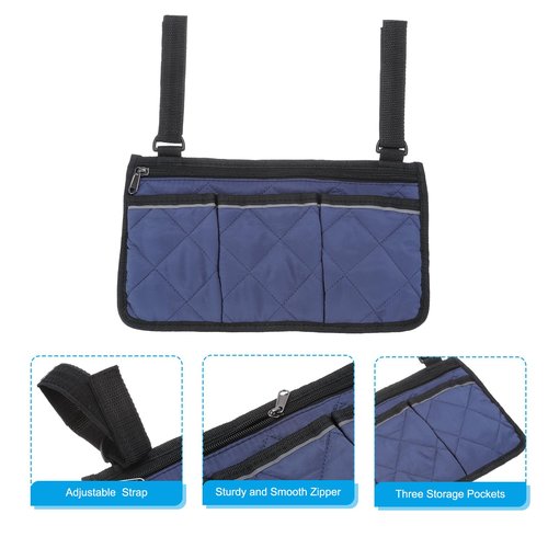 PATIKIL Beach Chair Armrest Bag, Waterproof Beach Chair Hanging Storage Pouch Arm Rest Magazine Snack Bag with 4 Pockets for Camping Outdoor, Teal Blue