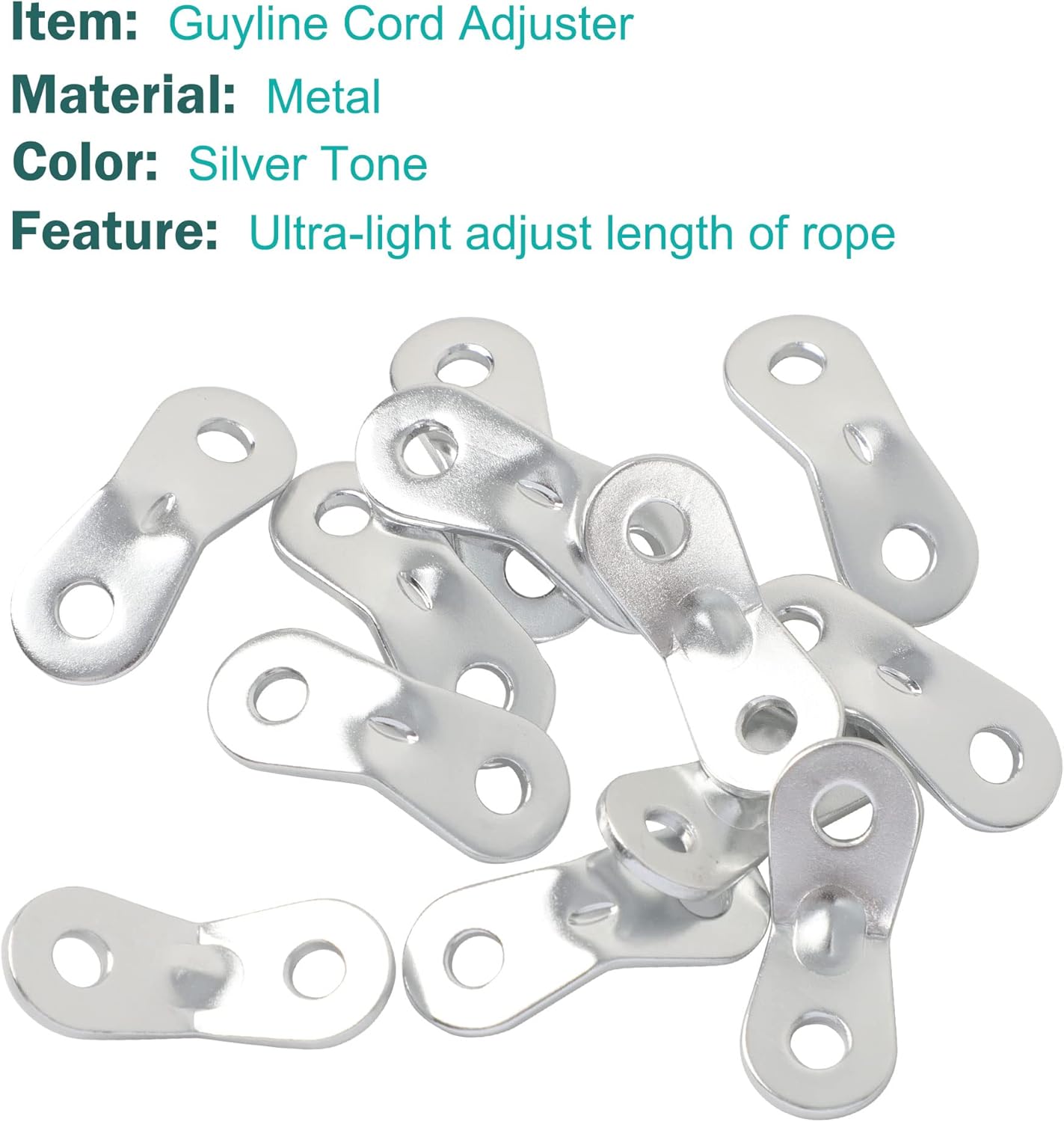 uxcell 12PCS Aluminum Alloy Guyline Rope Tensioner, Adjustable Cord Adjuster Tent Tensioners for Camping Accessories, Guy Line Adjusters Wind Rope Buckle for Outdoor Hiking Silver Tone