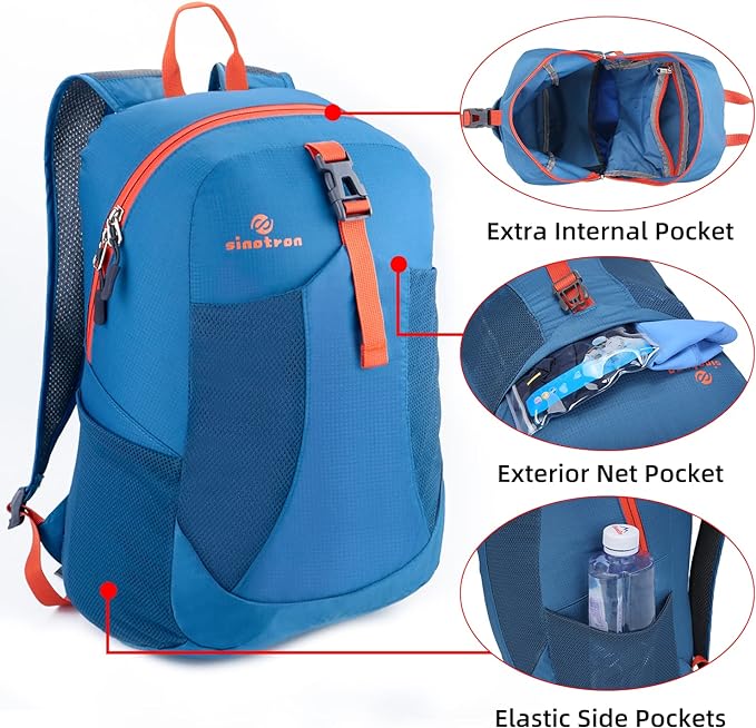 sinotron 22L Lightweight Packable Hiking Backpack, Small Hiking Backpack Day Pack for Women Men Travel Camping Vacation
