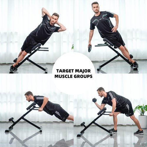 WELAST-Foldable Roman Chair - Adjustable Angle and Height Super Extended Bench - Multi functional Exercise Bench - Home Gym - Suitable for Hip and Abdominal Muscle Exercise
