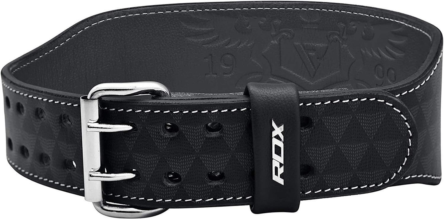 RDX Weight Lifting Belt Nappa Leather, 4” Padded Lumbar Back Support, 11 Adjustable Holes, Bodybuilding Training, Powerlifting Deadlifts Workout Squats Exercise, Home Gym Fitness Equipment