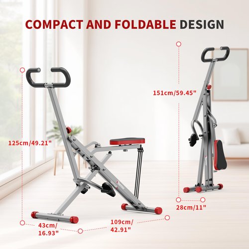 PASYOU Squat Machine for Women, Deep Squat Machine for Glutes & Ab, Foldable Row and Ride Machine Adjustable Resistance Squat Rowing Machine for Home Leg Trainer