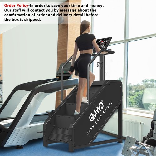 Stair Stepper Machine, GMWD Stair Climber with LED Screen, Commercial Grade Stair Stepper Exercise Machine with 15 Resistance Levels, 441LBS, 24-164 Steps/Minute, Black