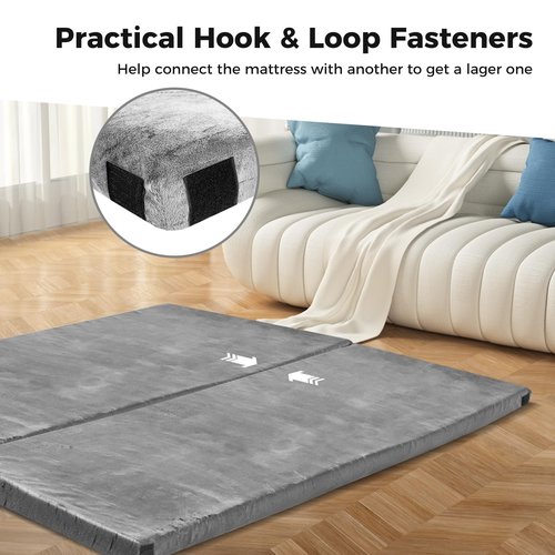 Tangkula Memory Foam Sleeping Pad, Roll Up Floor Mattress with Carry Bag, Non-Slip Bottom, Guest Floor Folding Bed for Sleepover, Portable Camping Mattress for Indoor Outdoor Car Travel Cot Tent