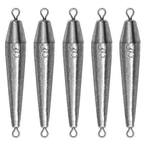 THKFISH Fishing Weights, Inline Trolling Sinkers, Double Ringed One Piece Wire Lead, Torpedo Sinkers, Saltwater Freshwater 1oz-3.5oz, Silver