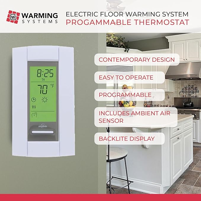 15 Sqft 120V Electric Radiant Floor Heating Mat – Includes Heating Mat, Programmable Thermostat, 2 Floor Sensors, Installation Monitor and Under Tile Heater