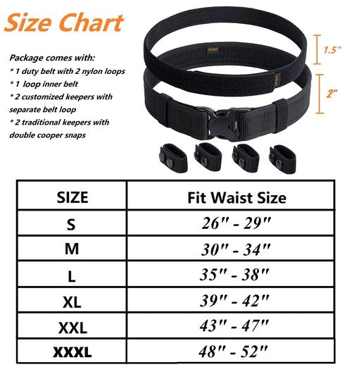 TACNEX Duty Belt w/Hook Lining 2" Police Duty Belts L(35"-38") + Double Magazine Pouch for Duty Belt Pistol Mag MOLLE Holster