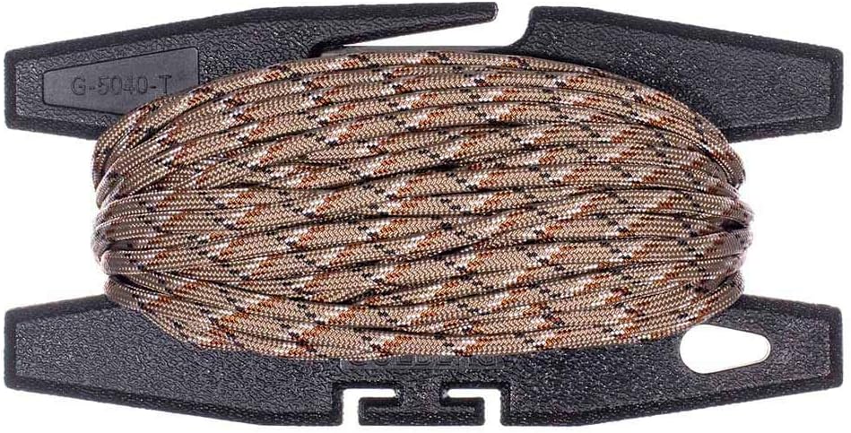 Paracord Spool Tool with 50 or 100 Feet of 550 7-Strand Parachute Cord - USA Made