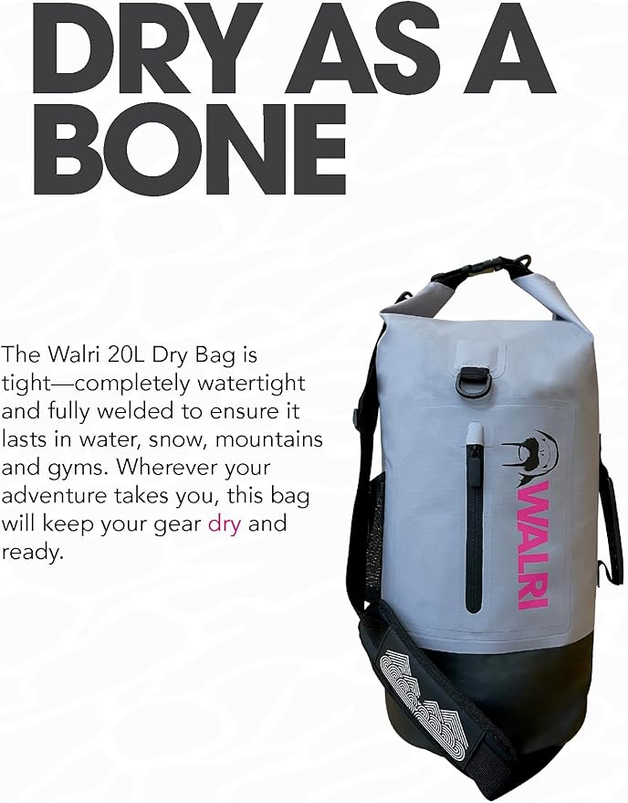 WALRI 20L Waterproof day pack for Sports, Surf, Turf and Dirt (Grey)