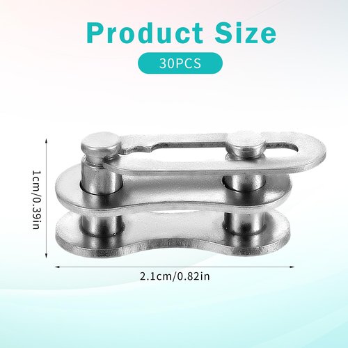 AOZUO 30 Set Bike Chain Master Link, Single Speed Bicycle Missing Link Bike Chain Link Connectors Repair Parts for Mountain Bike BMX Bike Motorcycles (Silver)