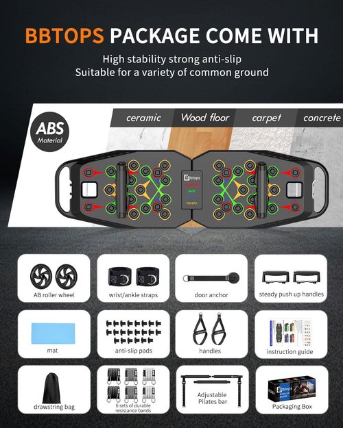 BBTOPS Push UP Board, Pilates Bar & Fitness Accessories, 25 in 1 Foldable Push up Bar at Home Gym, Workout Exercise Professional Push Up Strength Training Equipment for Man and Women
