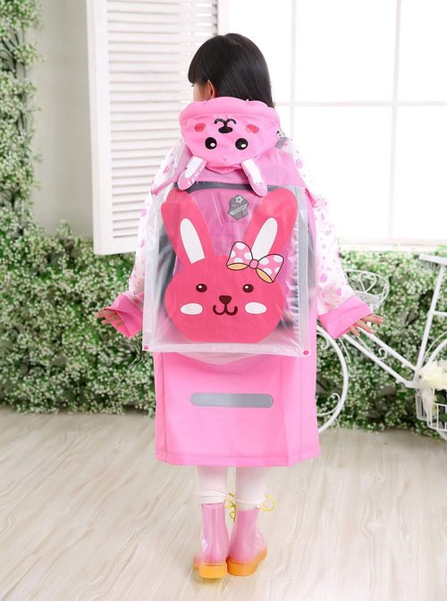 Kids Rain Coat for Kids Raincoat Girls Boys Reusable Rain Poncho Jacket Gear Schoolbag Position Packable Rainwear
