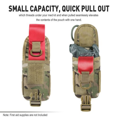 Lonlok Tactical Small Individual First Aid Pouch,Blow Out Quick Releas Medica Trauma Emergency MOLLE Bag with Shears Tourniquet Holder. (MC)