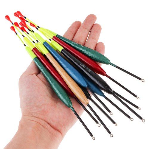 OriGlam 10pcs Fishing Floats and Bobbers, 5 Colors Fishing Floats Fishing Bobber, Fishing Floats Wood Slip Fishing Bobbers Slip Floats Accessories for Catfish Trout Bass