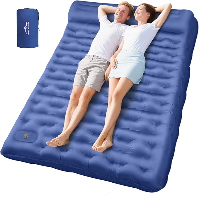 Sleeping Pad for Camping, 6" Extra Thick Camping Mat with Pillow Built-in Foot Pump, Ultra Comfortable Inflatable Sleeping Mat for Backpacking, Hiking, Camp Tent - Enjoy a Comfy Sleep