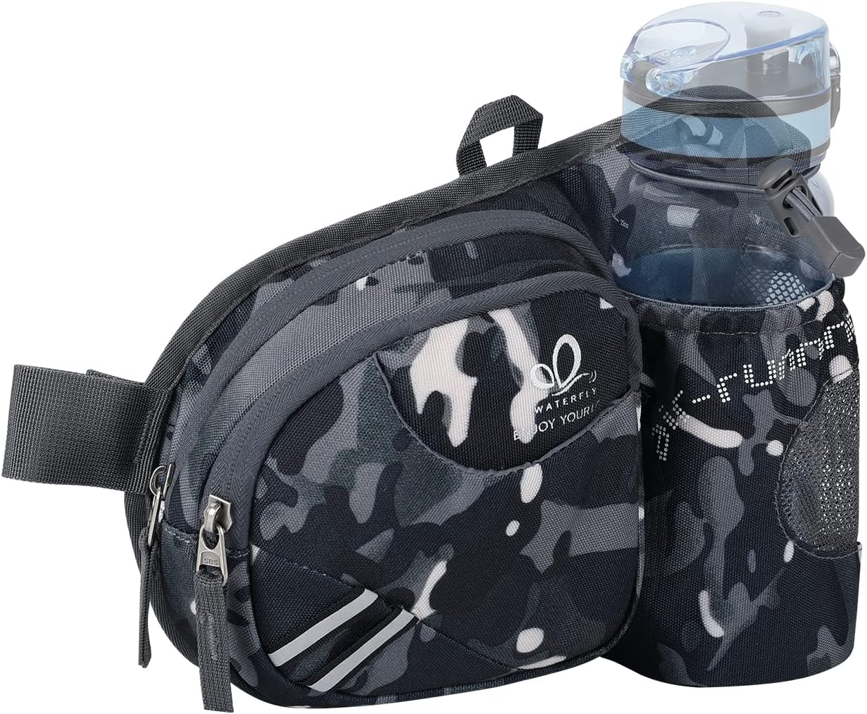 WATERFLY Fanny Pack Waist Bag: Waist Pack for Women Men with Water Bottle Holder Hiking Fanny Pack for Running Walking DogWalking Travel Cycling