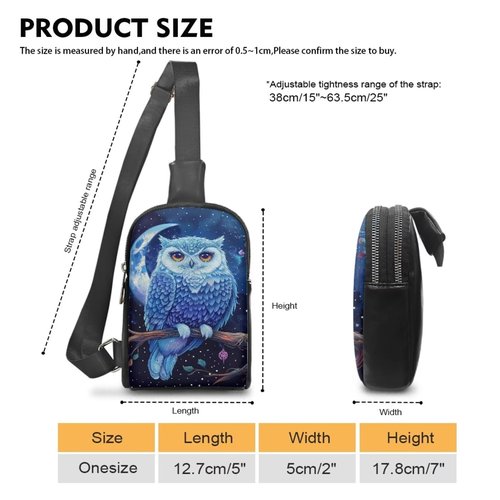 SAJJWHHR Owl Print Crossbody Sling Bag for Women Cute Fanny Pack Lightweight & Breathable Sling Backpack for Travel