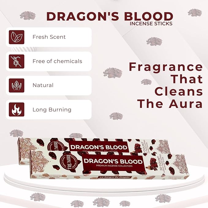 Dragons Blood Incense Sticks for Protection - Total 40 Insence-Sticks - Dual Pack of 20 Insense - Inciensos - Inscents - Natural Non Toxic Ingredients - Incents - Incence - Inscense - Insents
