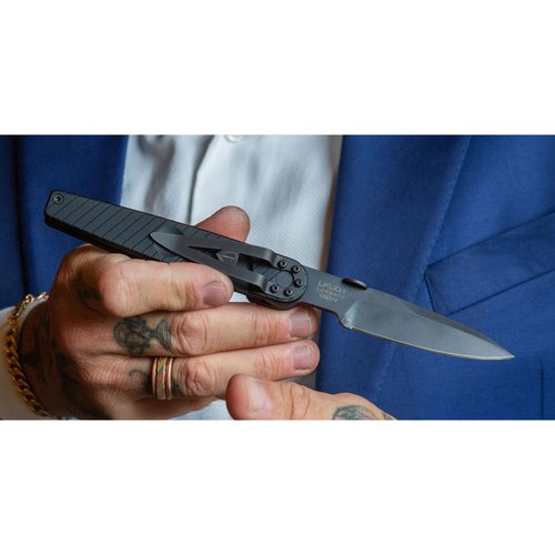 Extrema Ratio - LKU01 (Urban Dark), Böhler N690 Steel Blade 58 HRC, Black Burnished Finish, Smooth Aluminum Handle, Compact Design, Italian Craftsmanship