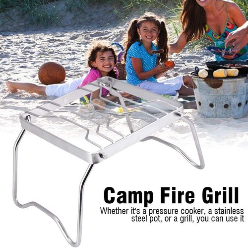 Portable Folding Campfire/Camping Grills,Heavy-Duty 304 Stainless Steel Grates, with Carrying Bags, for Camping, Picnics, Fire Pit Cooking, Outdoor Adventures
