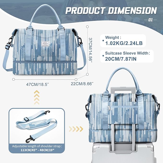 Travel Duffel Bag,Sports Tote Gym Bag,Shoulder Weekender Overnight Bag for Women