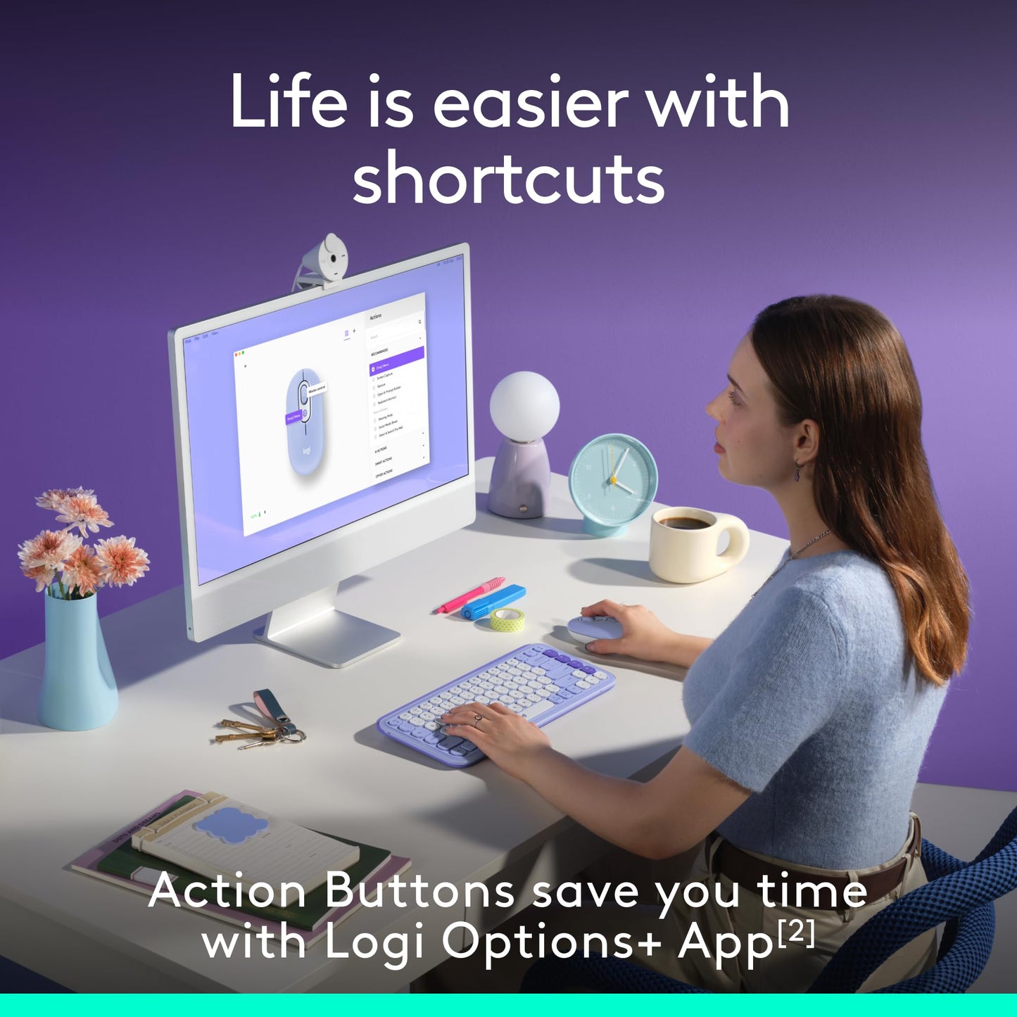 Logitech POP Mouse, Wireless Mouse with Customizable Emojis, SilentTouch Technology, Precision/Speed Scroll, Compact Design, Bluetooth, Multi-Device, OS Compatible - Heartbreaker Rose