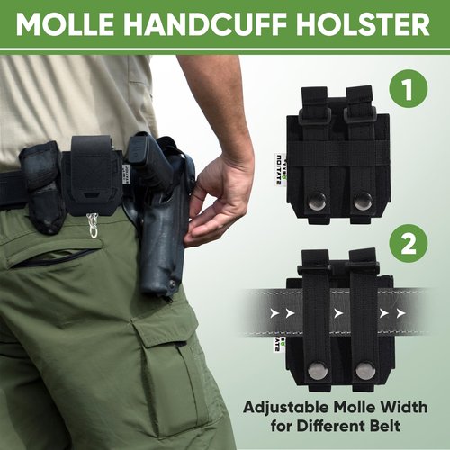 NEXT STATION Handcuff Holster，MOLLE Hand Cuff Case fits Multiple Cuffs,Handcuff Pouch for Duty Belt Law Enforcement Quick Release Durable