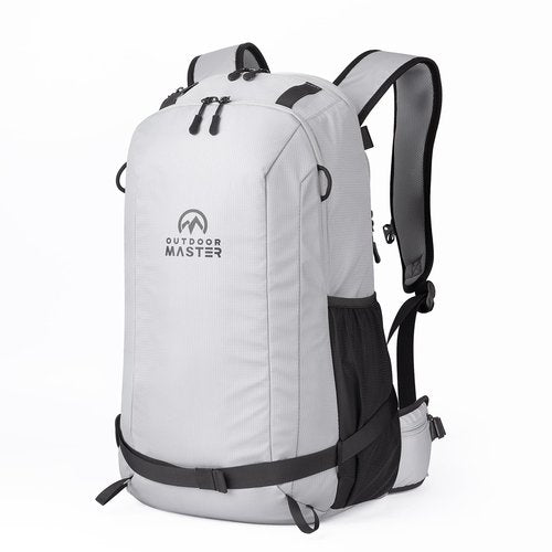 OutdoorMaster Ski Backpack, 35L Sport Backpack for Snowboard, Ski, Hiking, Cycling - Made from Recycled Materials - Grey