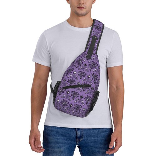 Haunted the Mansion Small Crossbody Backpack Sling Bag for Men Women Mini One Shoulder Chest Bags Gym Sport Travel Hiking Daypack