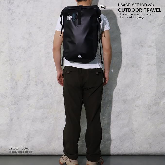 Dry Bags Waterproof Backpack, Waterproof backpack for boating,Floating,hiking, camping and other outdoor activities 25L.(Black)